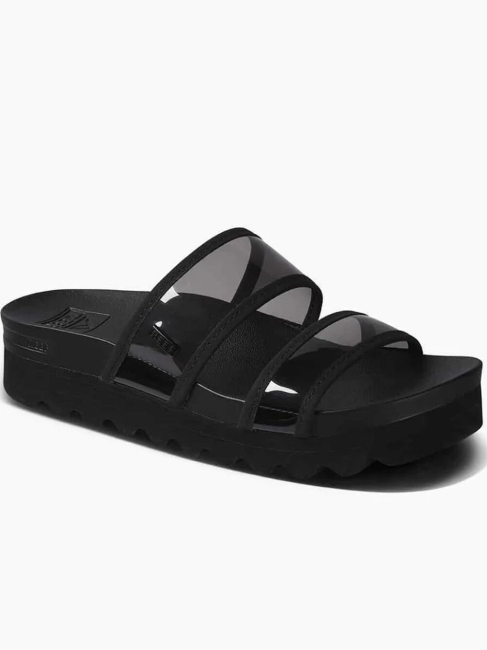 Reef Women's Black Vista High-Energy Dual Clear Strap Slide Sandal Size 9.5